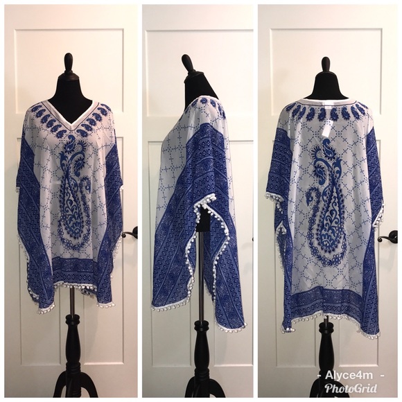 🦋NY & Co Pom Pom Paisley Caftan🦋 - Picture 3 of 8